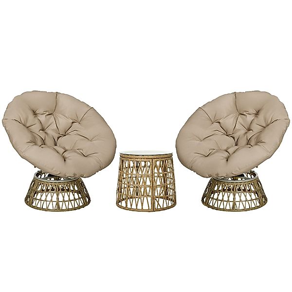 Outsunny Gartenlounge-Set Gartenmöbel-Set 3-tlg., Bistro-Set inkl. günstig online kaufen