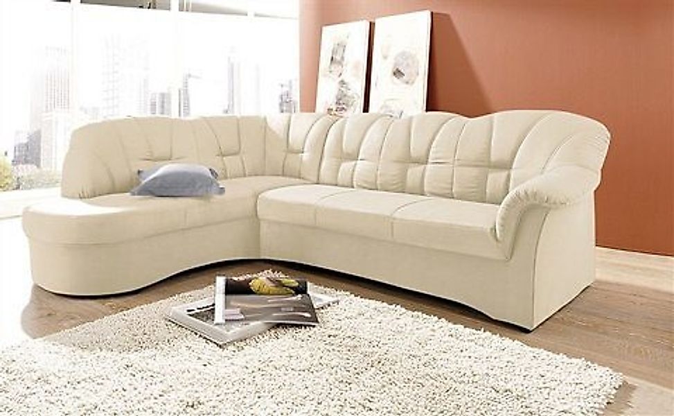 DOMO collection Ecksofa »Papenburg, zeitlose Rückensteppung, elegante Armle günstig online kaufen