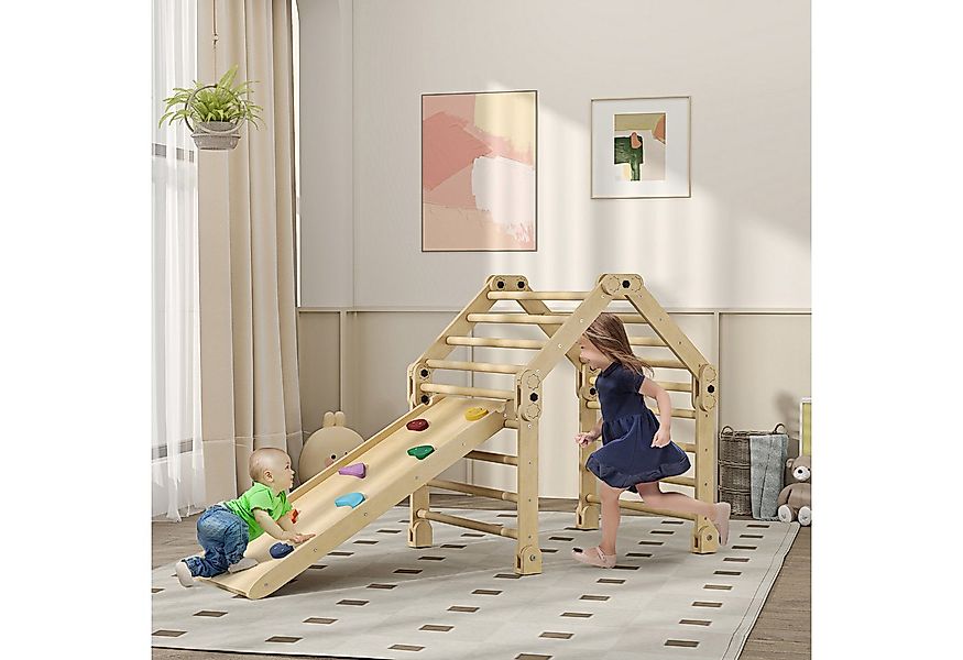 AIYAPLAY Klettergerüst 3 in 1 Set mit Rutsche, aus Holz, (Kletterspielzeug, günstig online kaufen