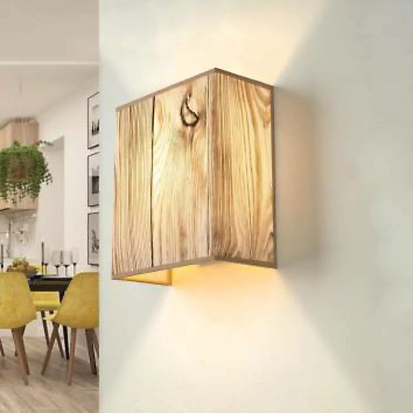 Eckige Wandleuchte Stoff Loft Design Holz Optik E27 günstig online kaufen