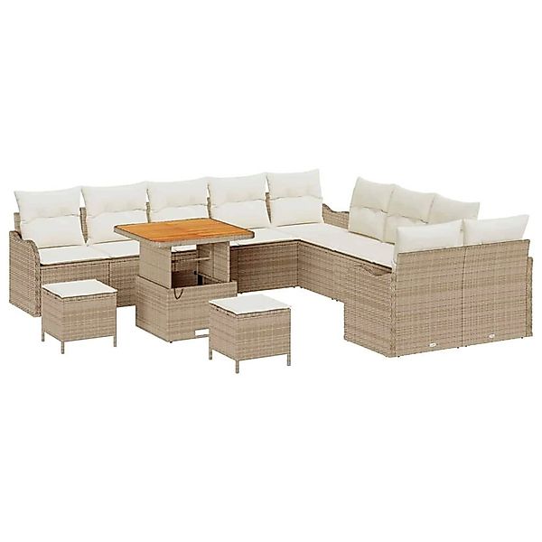 vidaXL Garten-Sofa-Set 13-Tlg Beige Poly Rattan 3362321 günstig online kaufen