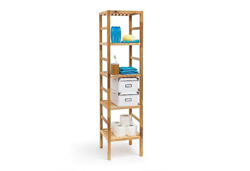 relaxdays Badregal Walnuss Badregal verschiedene Größen, 5 günstig online kaufen