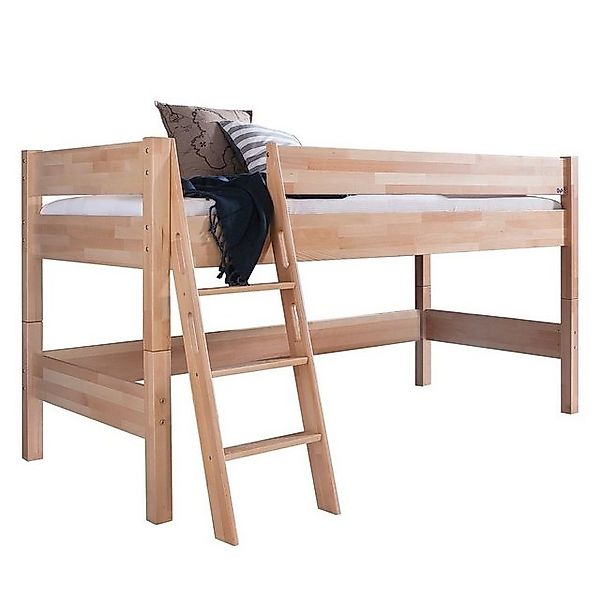 Natur24 Kinderbett Halbhohes Einzelbett Kim Buche lackiert 90x200cm Einzelb günstig online kaufen