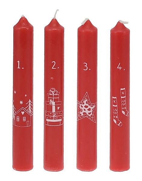 ZauberDeko Spitzkerze Stabkerzen Rot Advent 1-4 Zahlen Weihnachtsmotive 4 S günstig online kaufen