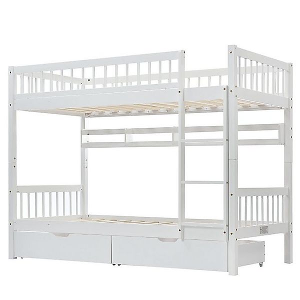 SOFTWEARY Etagenbett mit 2 Liegeflächen, Rausfallschutz und Lattenrost (90x günstig online kaufen
