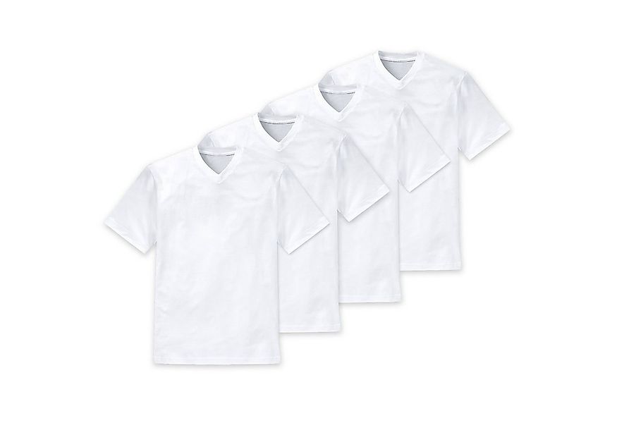 Schiesser T-Shirt (4-tlg) V-Ausschnitt, kurzarm, verstärkte Halsnaht, im 4e günstig online kaufen