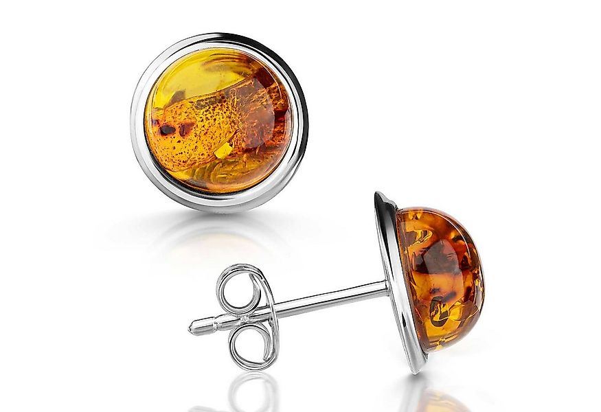 Materia Paar Ohrstecker Damen Silber Bernstein Orange Braun Ø10mm SO-501, 9 günstig online kaufen