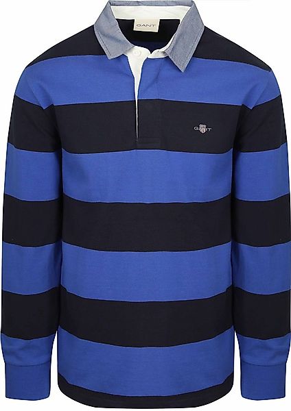 Gant Heavy Rugger Shield Poloshirt Streifen Navy Royal Blue - Größe M günstig online kaufen