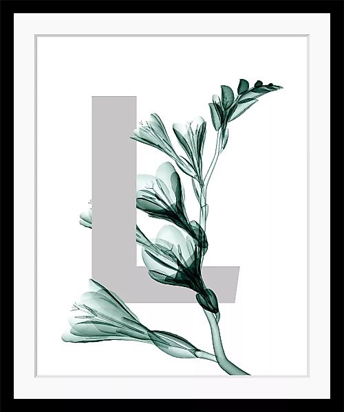queence Bild "L-Flower", Buchstaben, Blätter, gerahmt, Blume günstig online kaufen