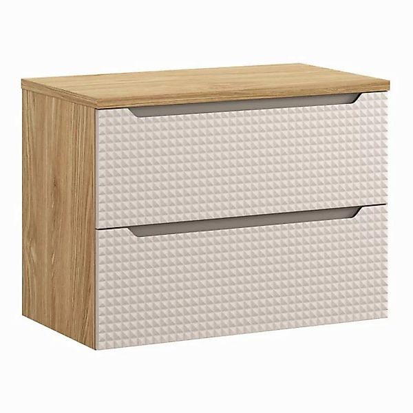 Lomadox Waschbeckenschrank LONDON-56-BEIGE 80cm breit, Eiche mit beige, gri günstig online kaufen