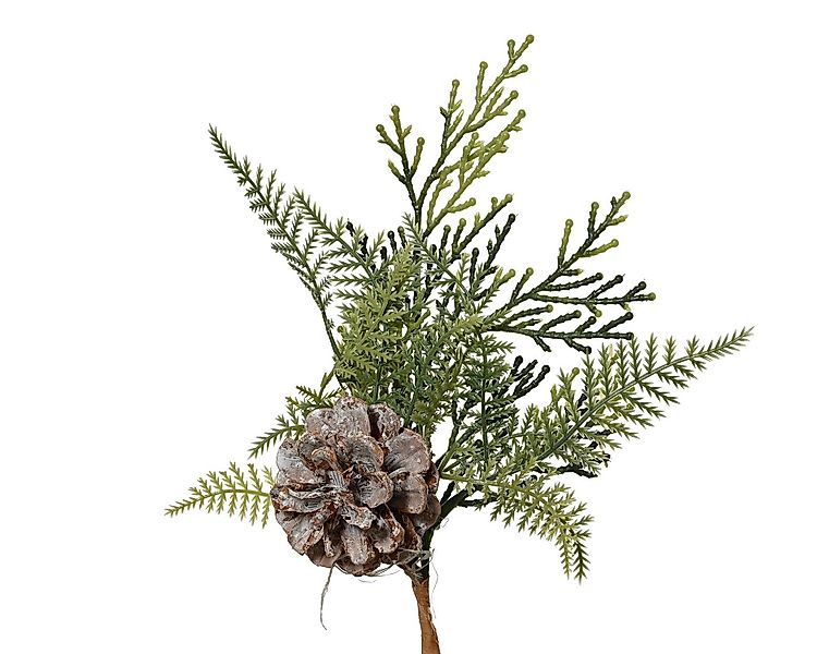 Kunstzweig, Kaemingk, Künstlicher Zweig 22cm mit Zapfen und Farn Grün / Bra günstig online kaufen