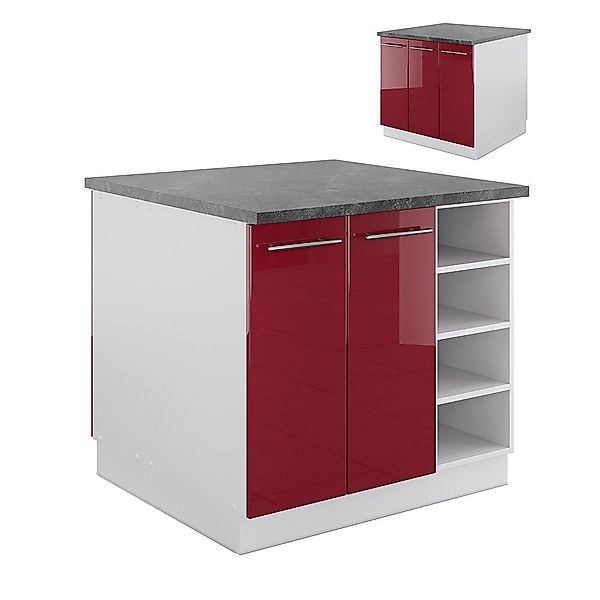 Vicco Unterschrank Fame-Line, Bordeaux Hochglanz/Weiß, 90 günstig online kaufen