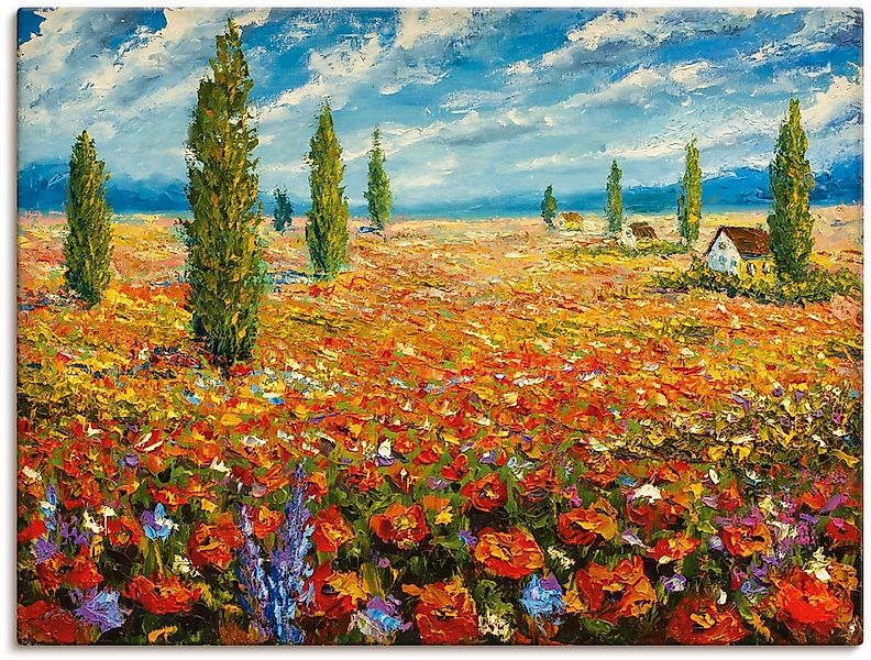 Artland Leinwandbild "Mohnblumenwiese" Blumenwiese 1 Stk. tlg. auf Holzrahm günstig online kaufen