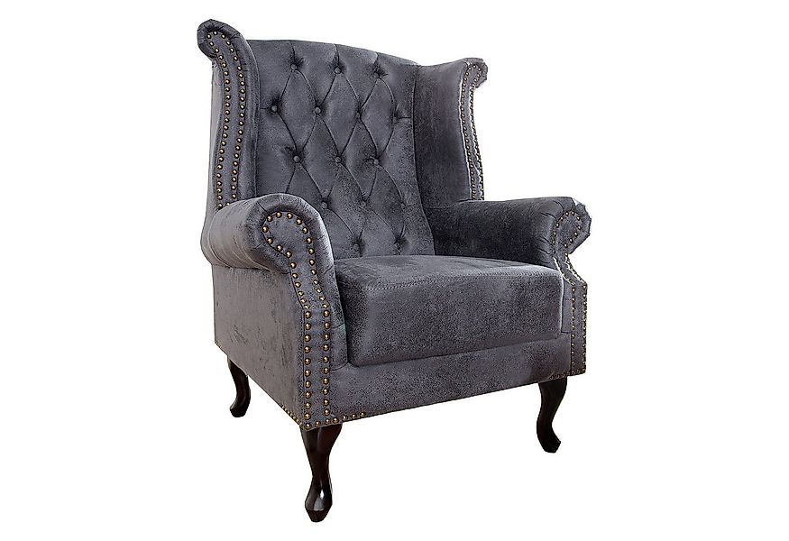 riess-ambiente Ohrensessel CHESTERFIELD 85cm antik grau (Einzelartikel, 1-S günstig online kaufen