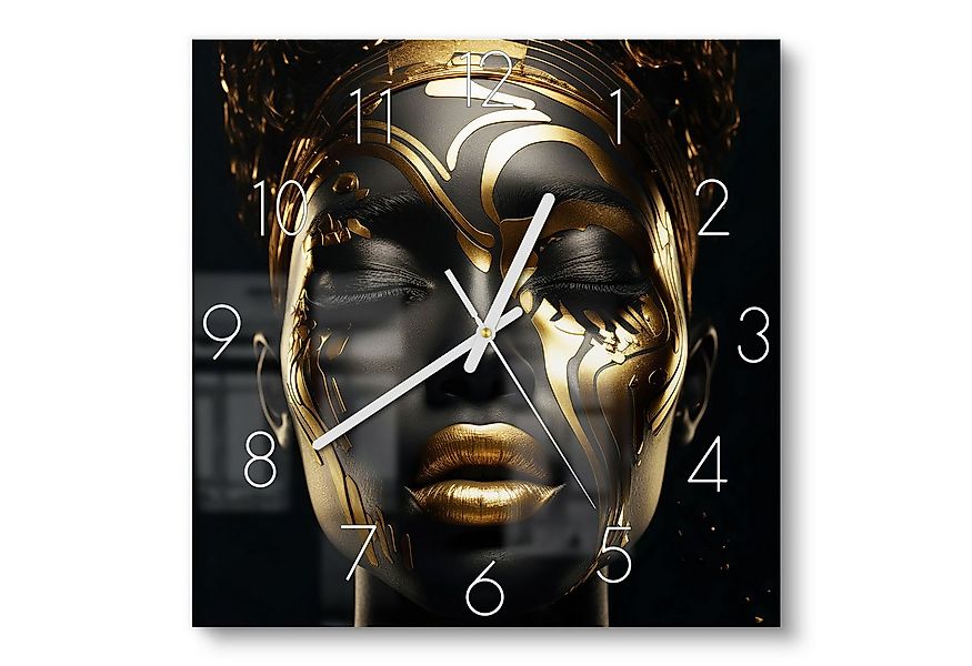 DEQORI Wanduhr 'Göttin des Goldes' (Glas Glasuhr modern Wand Uhr Design Küc günstig online kaufen