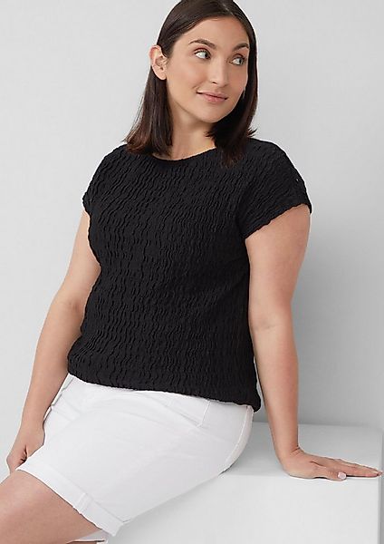 s.Oliver Kurzarmshirt T-Shirt Strukturiertes T-Shirt aus Baumwollmix im Rel günstig online kaufen