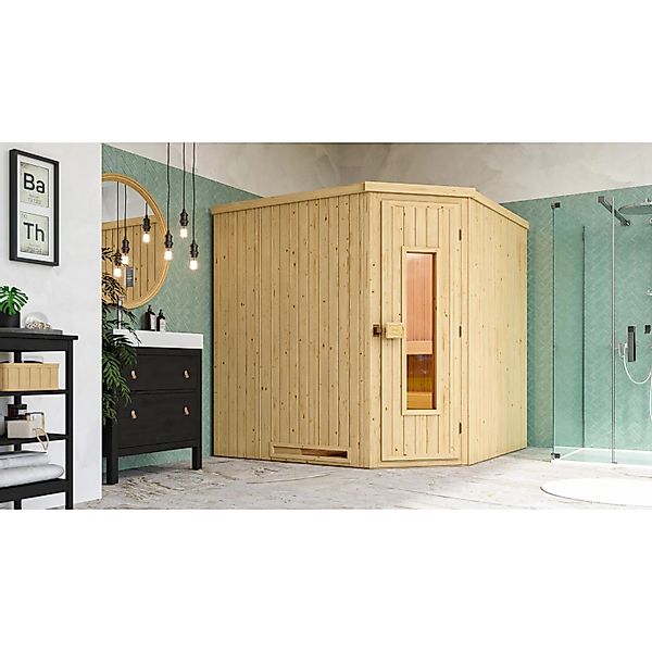Weka Element-Ecksauna Varberg 3 o. Ofen Holztür günstig online kaufen