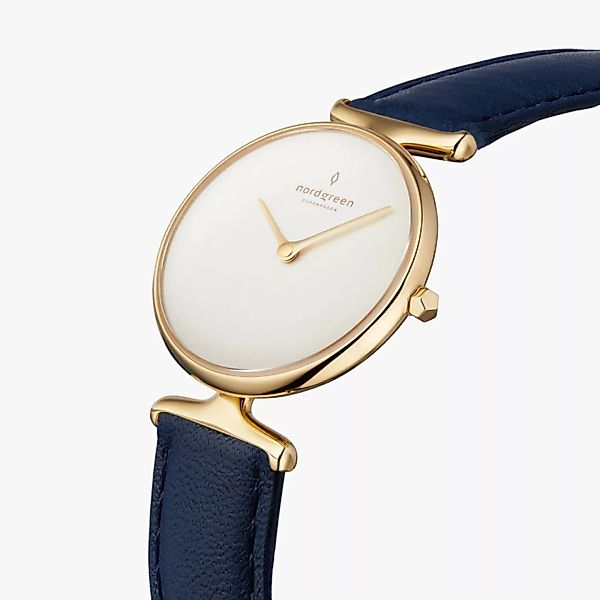 Armbanduhr Unika Gold | Weißes Ziffernblatt - Veganes Lederarmband günstig online kaufen
