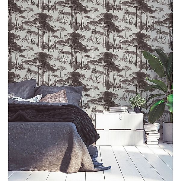 A.S. Création Tapete Bäume Schwarz und Weiß 53 cm x 10,05 m AS-376511 günstig online kaufen