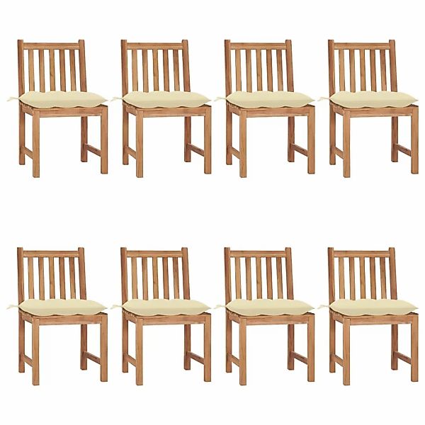 Gartenstühle 8 Stk. Mit Kissen Massivholz Teak günstig online kaufen