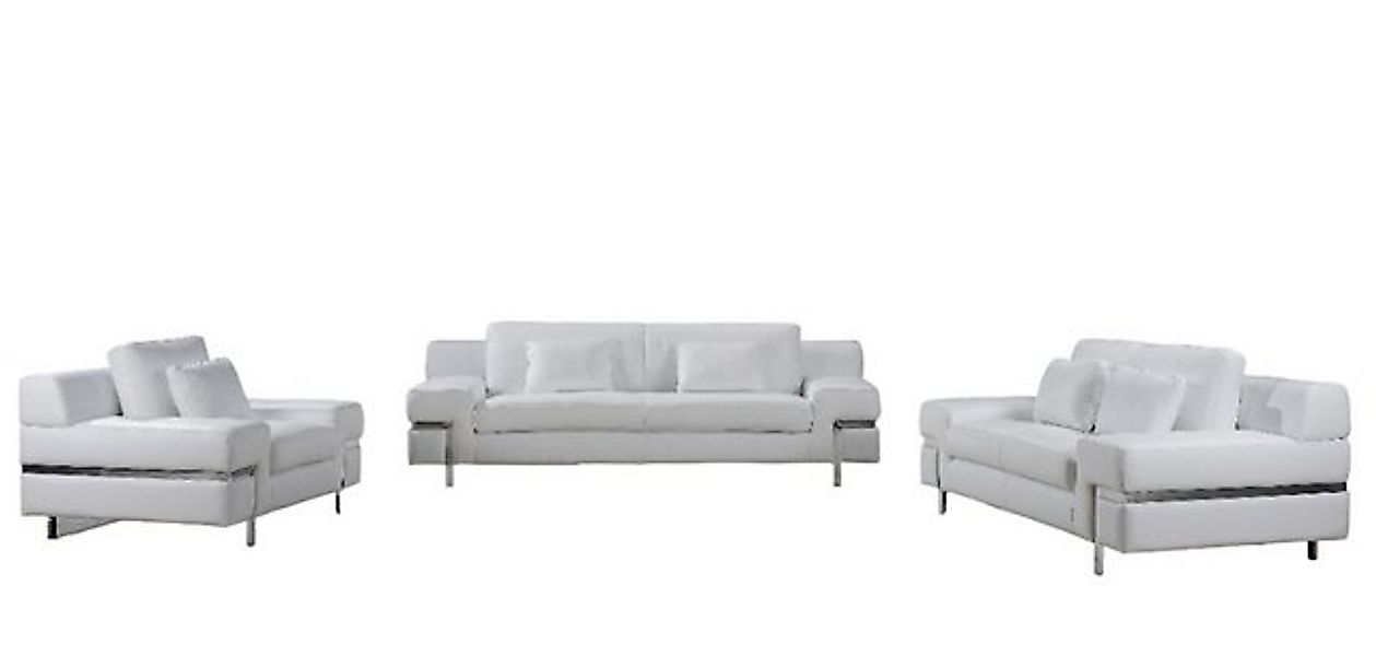 Salottini Polstergarnitur Sofagarnitur Bormio Leder 3/1/1 Weiß Polstergarni günstig online kaufen