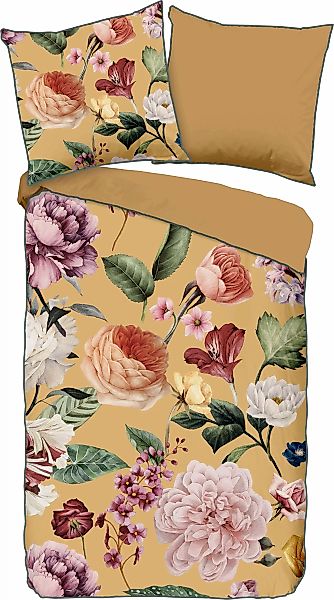 Descanso Wendebettwäsche »Fiori«, Baumwolle, Satin, 135x200, Biese, Reißver günstig online kaufen