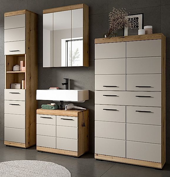 Inn.Furn Badmöbel-Set Shawn, (Badezimmer 4-teilig in Eiche und Sand Kaschmi günstig online kaufen