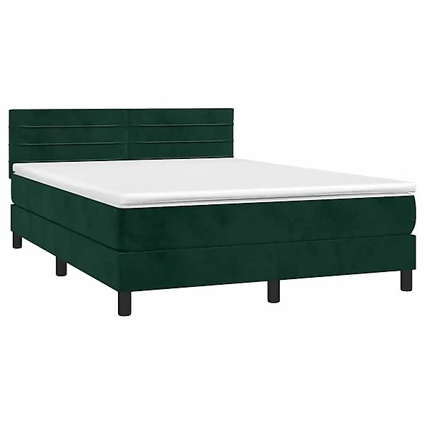 vidaXL Boxspringbett mit Matratze & LED Dunkelgrün 140x190 cm Samt 3134462 günstig online kaufen