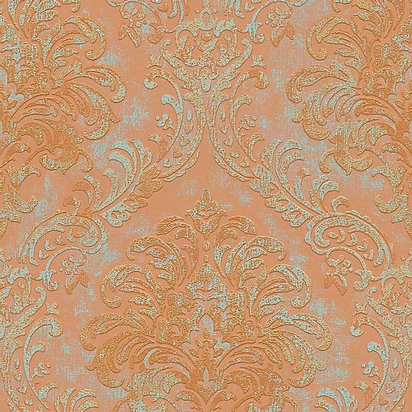 Bricoflor Barock Tapete Gold Orange Ideal für Wohnzimmer und Esszimmer Eleg günstig online kaufen