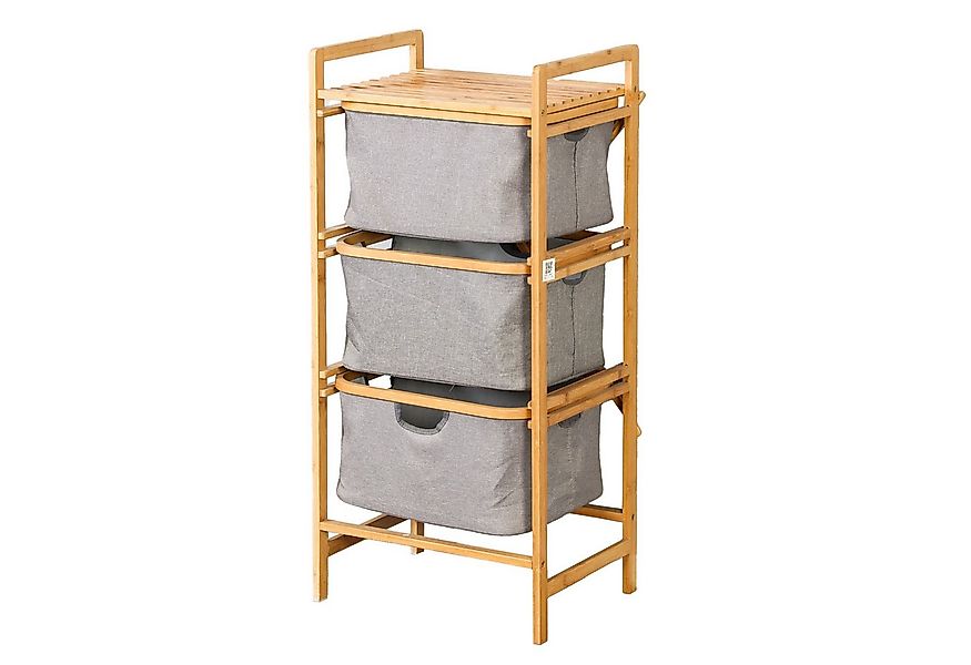 Floordirekt Wäschekorb aus Bambus Missouri, Wäschesortierer mit 3 Fächern, günstig online kaufen