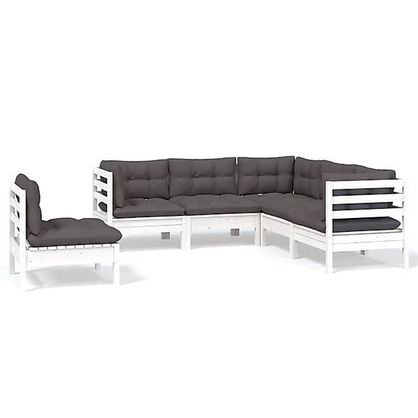 vidaXL 5-tlg Garten-Lounge-Set mit Kissen Weiß Kiefernholz Modell 9 günstig online kaufen