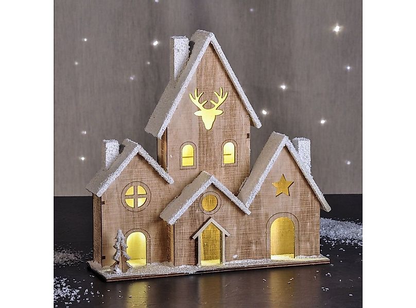 Spetebo LED Dekoobjekt LED Deko Haus 25 cm - 6 LED - Tisch Weihnachtsdeko, günstig online kaufen