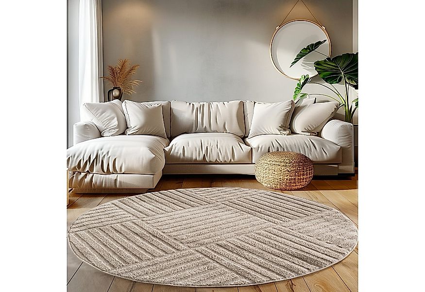 Teppium Hochflor-Teppich Boho-Design, Rund, Höhe: 20 mm, Teppich Wohnzimmer günstig online kaufen