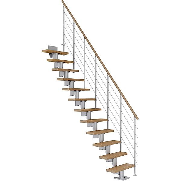 Dolle Mittelholmtreppe Dublin Eiche Perlgrau GH bis 315 cm Gerade 75 cm FSC günstig online kaufen