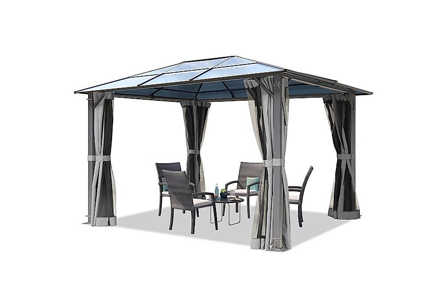 TOOLPORT Pavillon Gartenpavillon Moonlight Deluxe grau, mit 4 Seitenteilen, günstig online kaufen