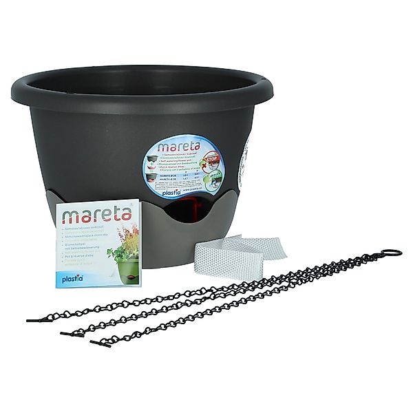 PLASTIA Blumentopf Mareta 30 Grau Anthrazit, günstig online kaufen