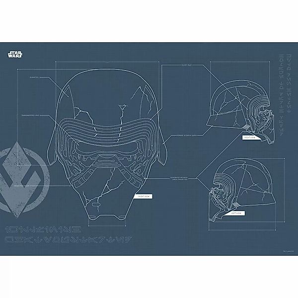 Komar Poster Star Wars EP9 Blueprint Kylo Helmet Star Wars B/L: ca. 70x50 c günstig online kaufen