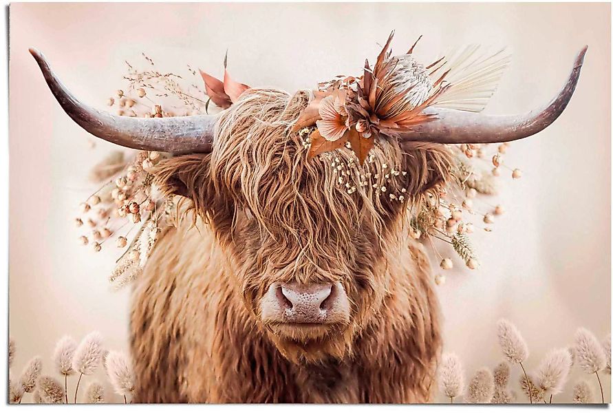 Reinders Poster "Highlander in Blumen" günstig online kaufen