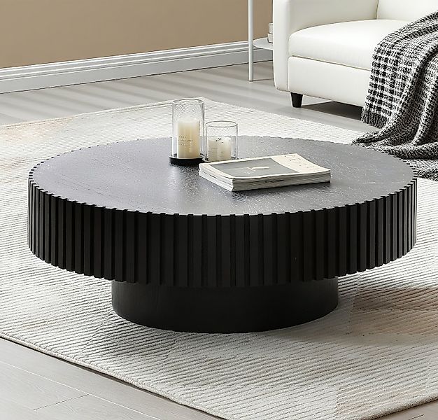 NJLyuhome Couchtisch Beistelltisch Runder Kaffetisch mit Massivholz-Rahmen, günstig online kaufen