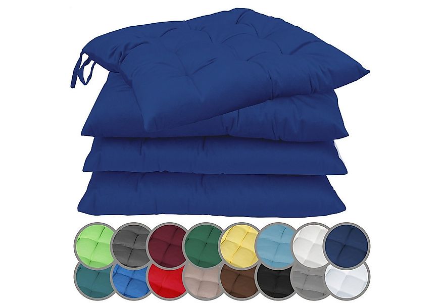 NatureMark Sitzkissen 4er-Set Stuhlkissen 40x40cm mit Bändern, Sitzpolster günstig online kaufen