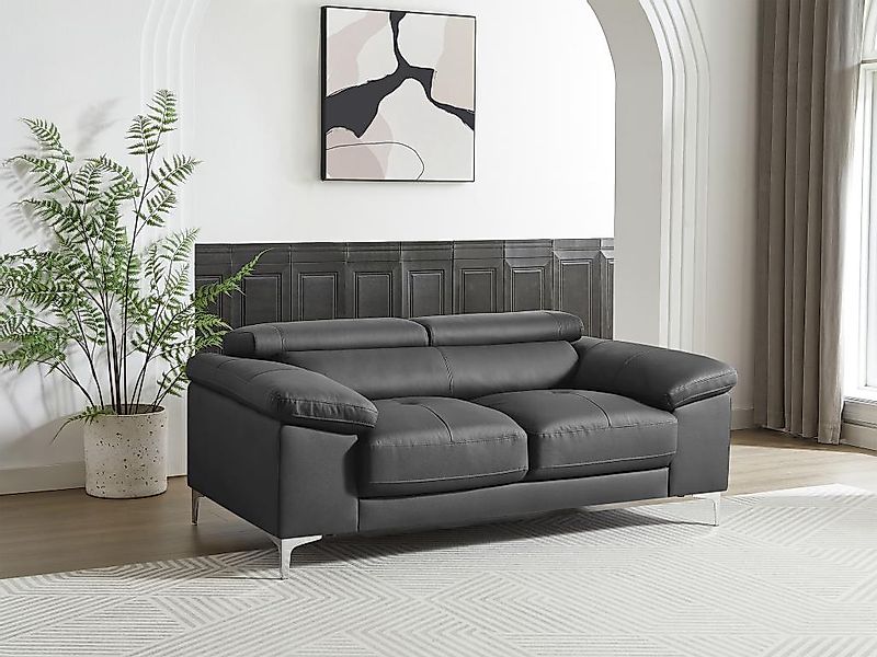 Ledersofa 2-Sitzer - Anthrazit - SOLANGE günstig online kaufen