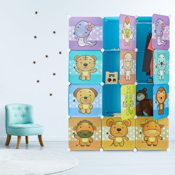 relaxdays Kinderkleiderschrank Steckregal Kinderzimmer mit Motiv günstig online kaufen