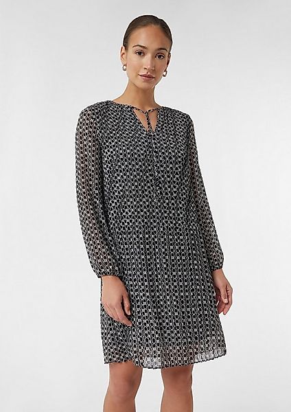 comma Minikleid Kleid Plissiertes Chiffonkleid mit All-over-Print günstig online kaufen