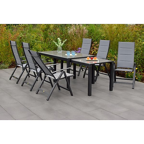 Merxx Gartenmöbel-Set Florenz 8-teilig mit Flex-Ausziehtisch günstig online kaufen