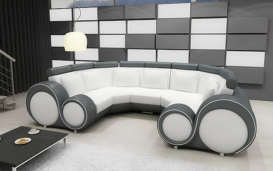 JVmoebel Ecksofa XXL Wohnlandschaft Ledersofa mit USB Design Polster Garnit günstig online kaufen