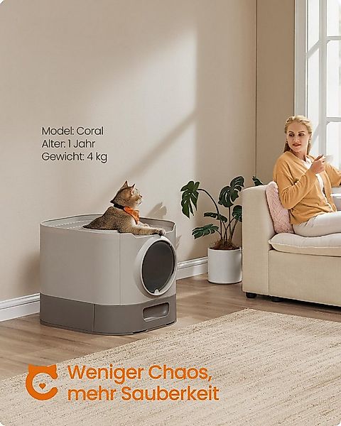 FEANDREA Katzentoilette, XXL, mit Deckel, ausziehbares Tablett, Schaufel, B günstig online kaufen