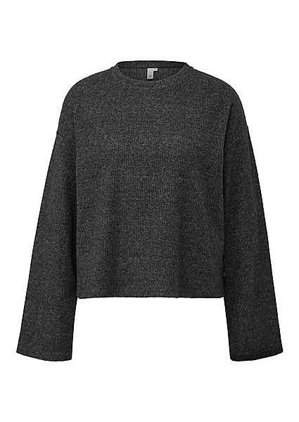 QS Rundhalspullover Basic (1-tlg) Rundhals-Ausschnitt, lange Trompetenärmel günstig online kaufen
