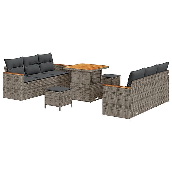 vidaXL Garten-Sofa-Set mit Kissen 9-Tlg Grau Poly Rattan 3362998 günstig online kaufen