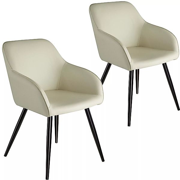 2er Set Stuhl Marilyn Stoff, schwarze Stuhlbeine - crème/schwarz günstig online kaufen