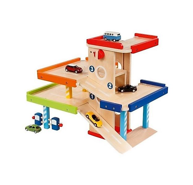 goki Spiel-Parkhaus aus Holz, 51,9 x 31,4 x 38,5 cm Tanksäulen Waschanlage günstig online kaufen